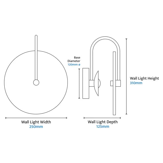 Orville Natural Travertine Round 250mm backlit LED Wall Light 5W Non Dimmable Brass - IP20