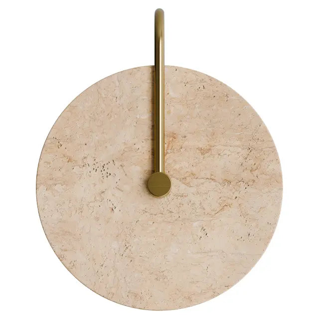 Orville Natural Travertine Round 250mm backlit LED Wall Light 5W Non Dimmable Brass - IP20
