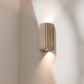 Orville Ribbed Natural Travertine 220mm LED Wall Light 5W 3000K Non Dimmable - IP20