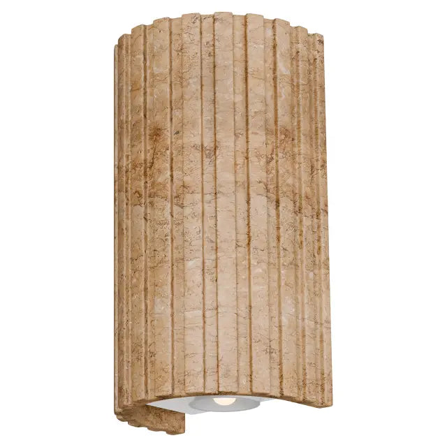 Orville Ribbed Natural Travertine 220mm LED Wall Light 5W 3000K Non Dimmable - IP20