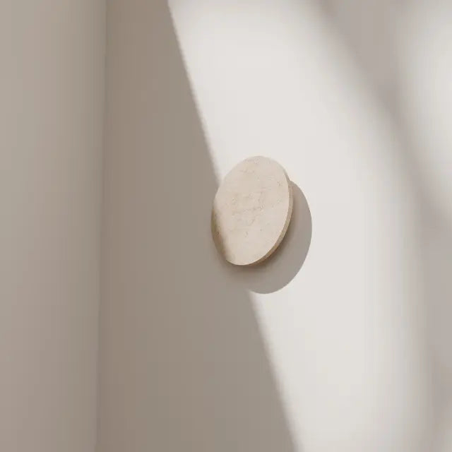Orville Natural Travertine Round 250mm LED Wall Light 6W Tri Colour Non Dimmable - IP20