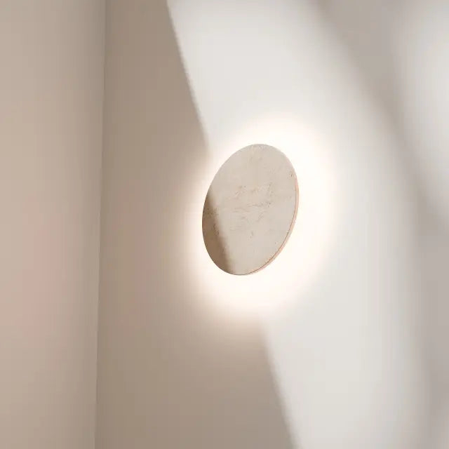 Orville Natural Travertine Round 300mm LED Wall Light 6W Tri Colour Non Dimmable - IP20