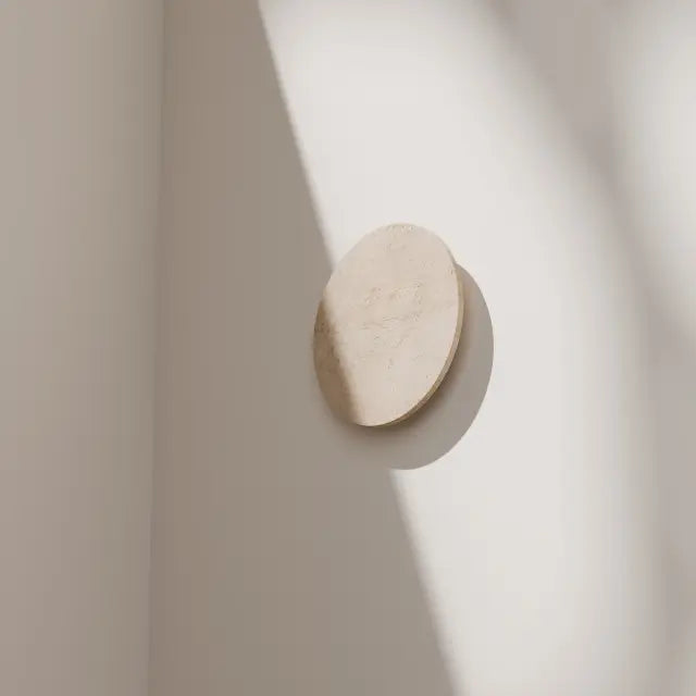Orville Natural Travertine Round 300mm LED Wall Light 6W Tri Colour Non Dimmable - IP20