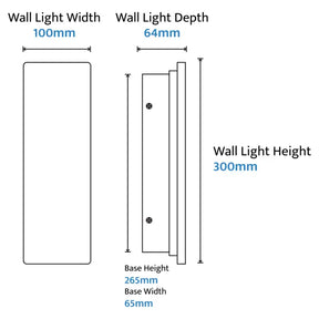 Orville Backlit Travertine 300mm Wall Light 7W LED Tri color Non Dimmable IP65