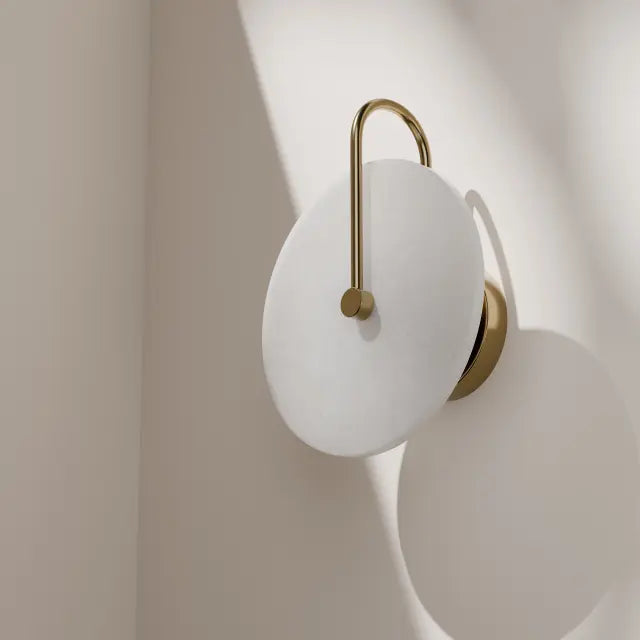 Bower R3 Medium Round Alabaster (250mm) Backlit LED Wall Light 5W non Dimmable IP20
