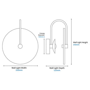 Bower R3 Medium Round Alabaster (250mm) Backlit LED Wall Light 5W non Dimmable IP20