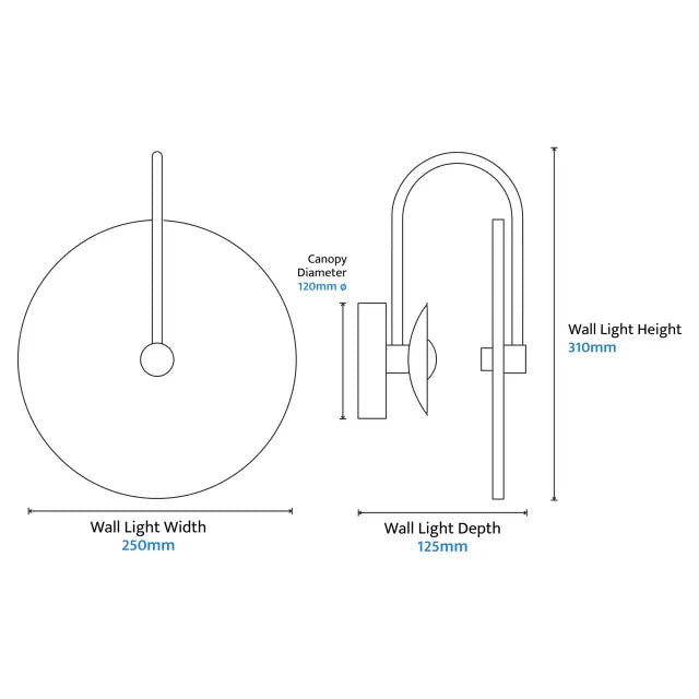 Bower R3 Medium Round Alabaster (250mm) Backlit LED Wall Light 5W non Dimmable IP20