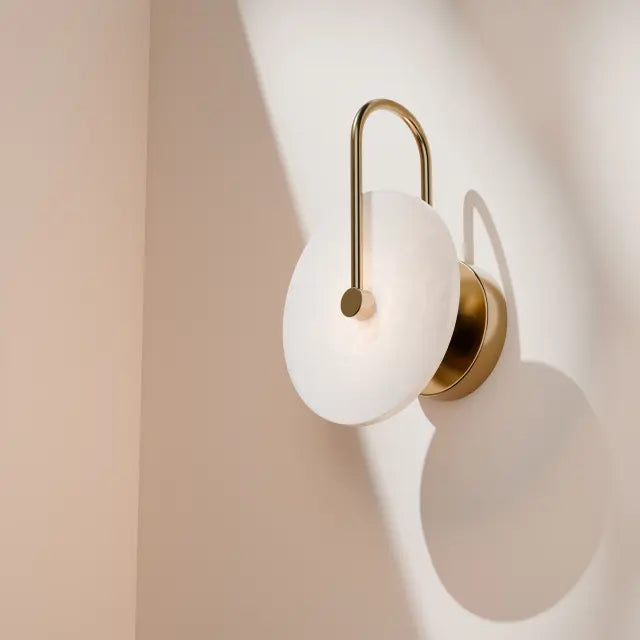 Bower R3 Small Round Alabaster (200mm) Backlit LED Wall Light 5W non Dimmable Ip20
