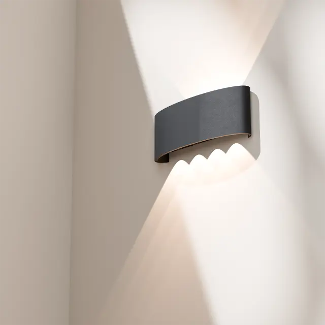 Bold Multi-beam Exterior Wall Light LED 8W TRI Colour Non-dimmable Black IP65
