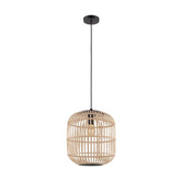 Bordesley H/l 1x28w E27 Blk/light Wood 350mm - pendant - Lux Lighting