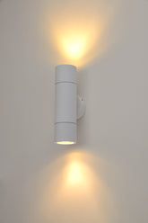 Round Up/Down Exterior Wall Light - White Ip65 - outdoor wall light - Lux Lighting