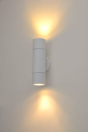 Round Up/Down Exterior Wall Light - White Ip65 - outdoor wall light - Lux Lighting