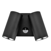 2x8w Led Spot Light With Sensor Bk - outdoor wall light - Lux Lighting