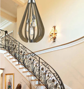 BONITO: Rustic Medium Taupe / Winter Moss Wood Tear Drop Pendant Light