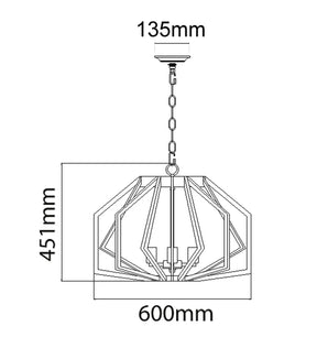 GAMBA: Industrial Black Rustic Wide Angular Cage Pendant Light