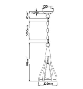 KHALEESI: Medieval Style Rustic Oak Dark Red Wood Small Bell Shape Pendant Light