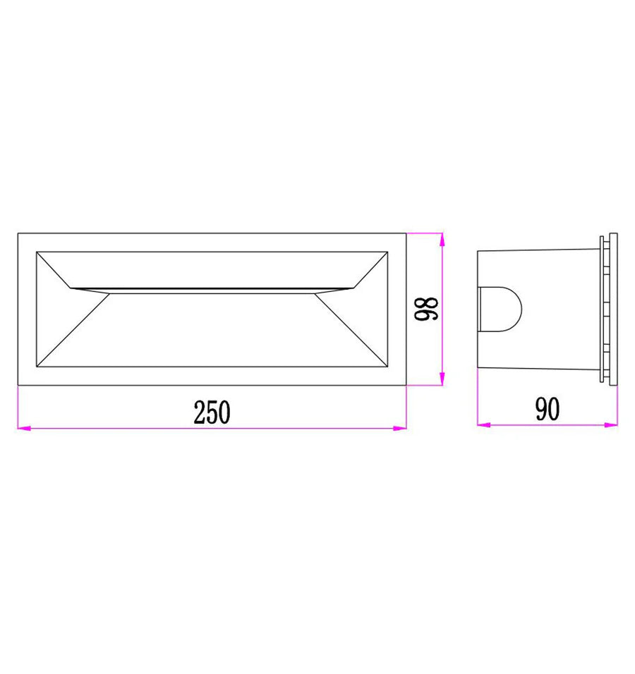 BRICKTRI LED Tri-CCT Exterior Recessed Rectangular Wall / Brick Lights IP65