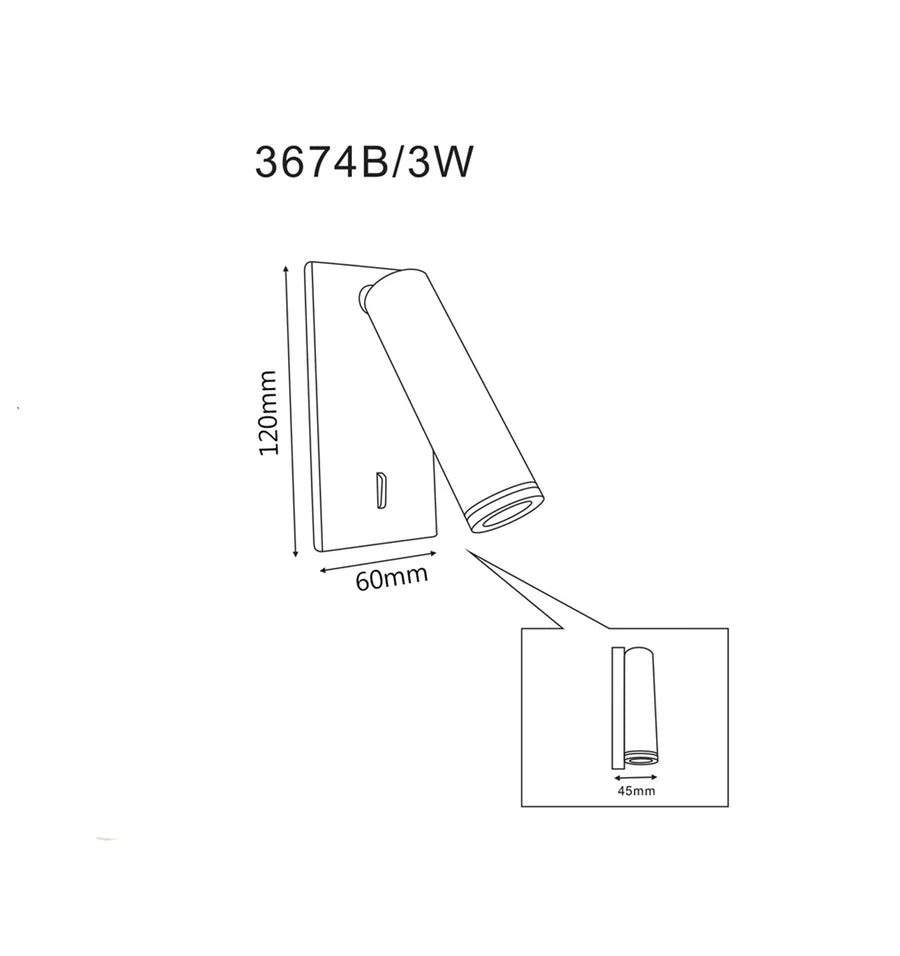 WALL Int City S/M ADJ CYLINDER 3W Wh 3K Reader 342 Lm