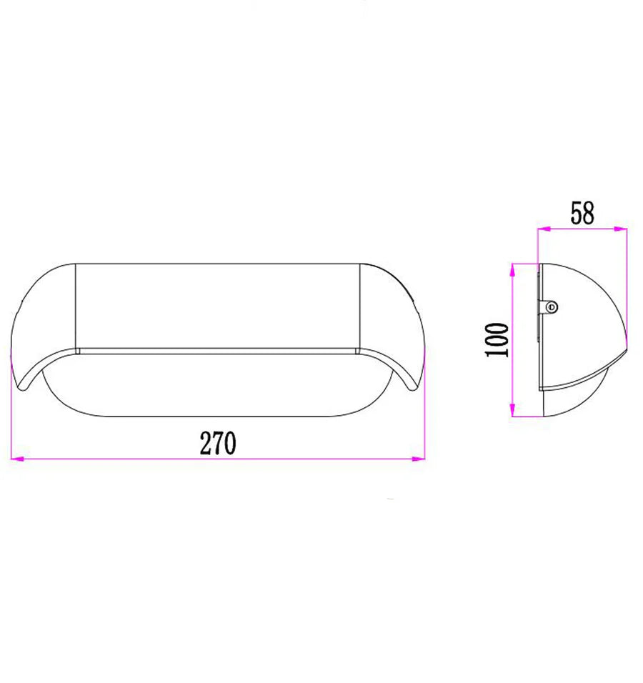 WALL S/M 13W RECT Wh 3K IP65 Eyelid Opal Diff 960 Lm