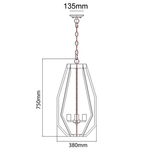 GAMBA: Industrial Black Rustic Narrow Angular Cage Pendant Light