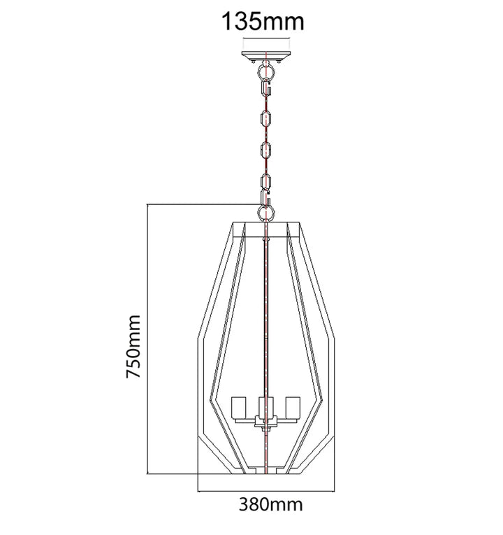 GAMBA: Industrial Black Rustic Narrow Angular Cage Pendant Light