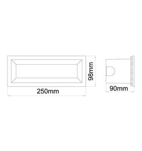 BRICKTRI Exterior LED Tri-CCT Recessed Rectangular Frosted Diffuser Wall / Brick Lights IP65