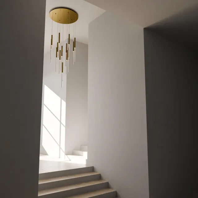 Calibo Rhea 14 Light Pencil Drop LED Pendant - Brass