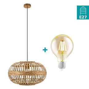 Amsfield H/l 1x60w E27 Light Wood Colour - pendant - Lux Lighting
