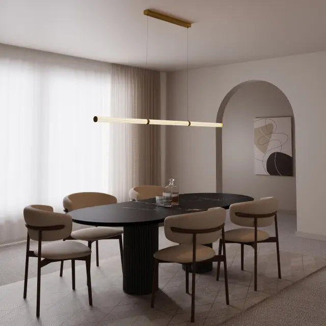 Calibo Charm Modern Fluted 1500mm Linear Pendant Light - Brass