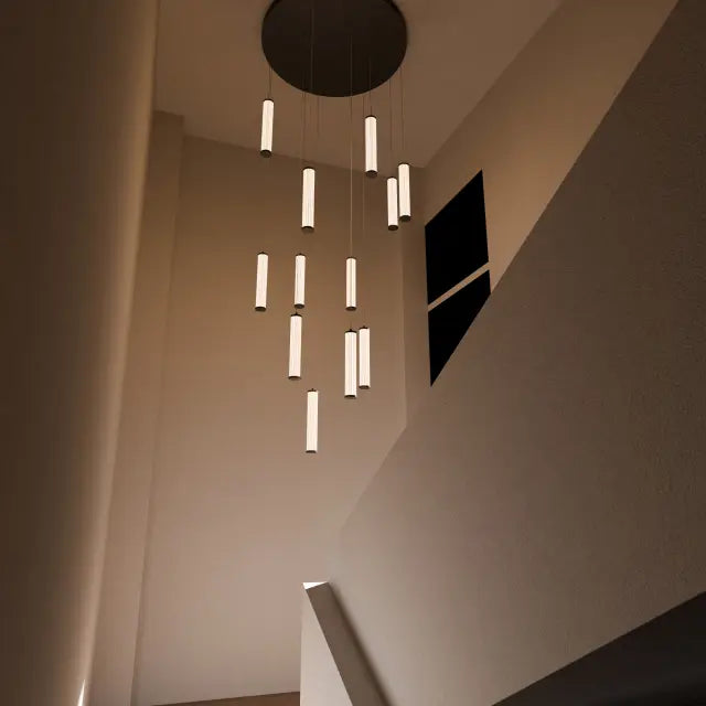 Calibo Charm Modern Fluted 12 Light Cluster Pendant Light - Brass