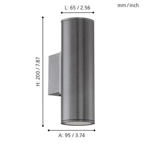 Riga Led Ext W/l 2x3w Gu10 Led 3000k Anth - outdoor wall light - Lux Lighting