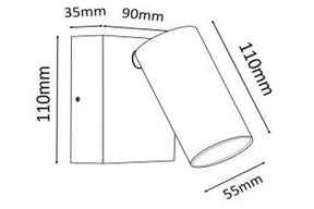 1x8w Led Spotlight No Sensor Tc Black - outdoor wall light - Lux Lighting