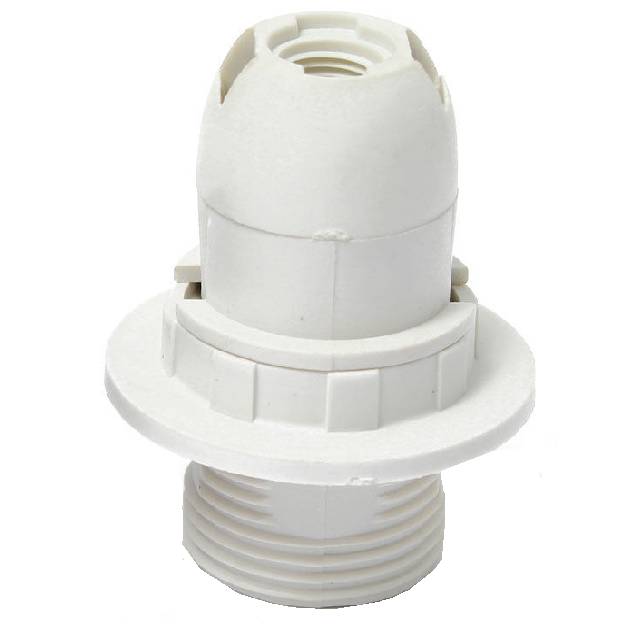 WHITE SES LAMPHOLDER WITH 2 SHADE RINGS 10mm