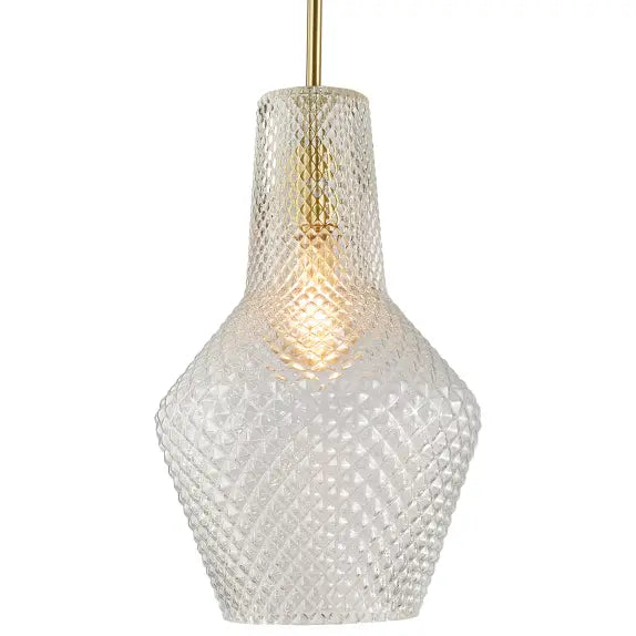 Calibo Avian Diamond Cut Glass 1 Light Pendant - Gold and Clear