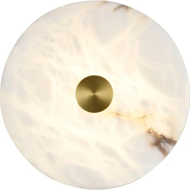 Calibo Bower Modern Alabaster Stone 250mm Round Wall Light | Brass