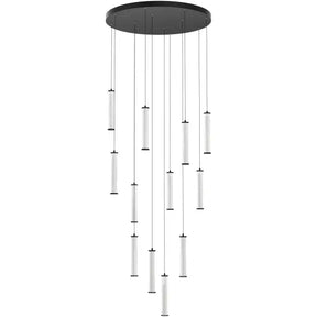 Calibo Charm Modern Fluted 12 Light Cluster Pendant Light - Black
