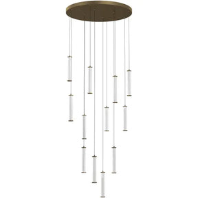 Calibo Charm Modern Fluted 12 Light Cluster Pendant Light - Brass