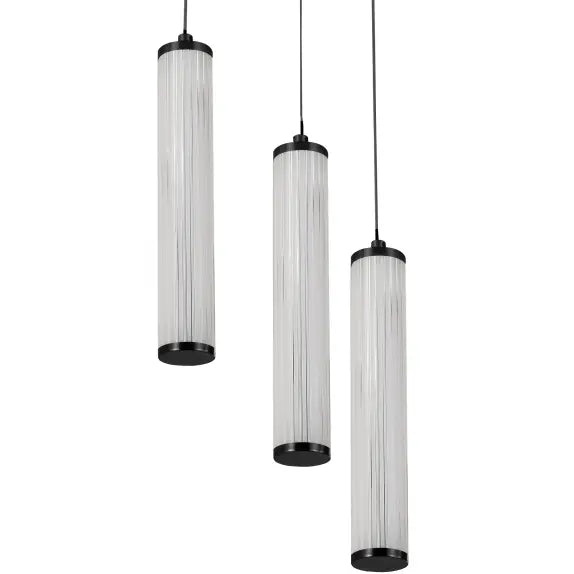 Calibo Charm Modern Fluted 3 Light Cluster Pendant - Black