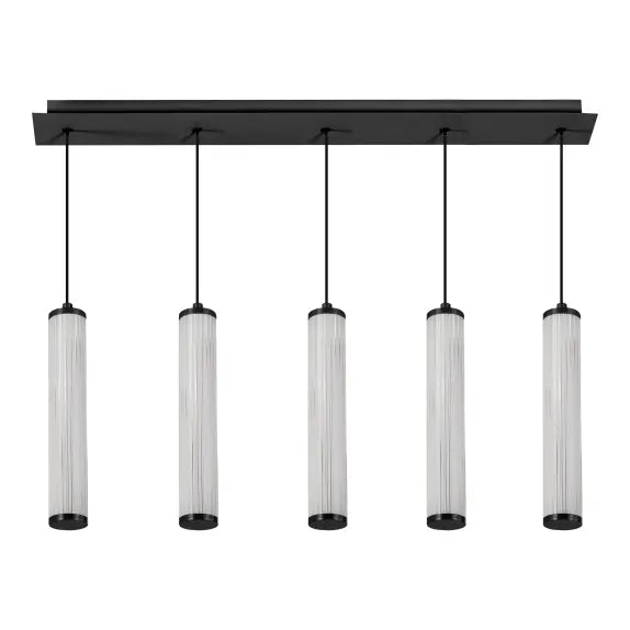 Calibo Charm Modern Fluted 5 Light Linear Pendant - Black