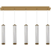 Calibo Charm Modern Fluted 5 Light Linear Pendant - Brass