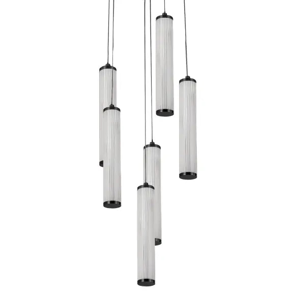 Calibo Charm Modern Fluted 6 Light Cluster Pendant - Black