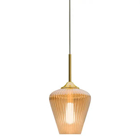 Calibo Ribbon Fluted Glass 230mm Pendant Light - Amber