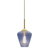 Calibo Ribbon Fluted Glass 230mm Pendant Light - Blue
