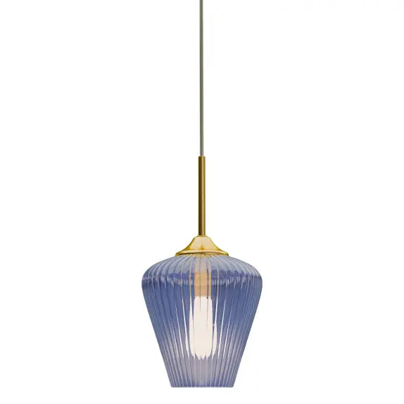 Calibo Ribbon Fluted Glass 230mm Pendant Light - Blue