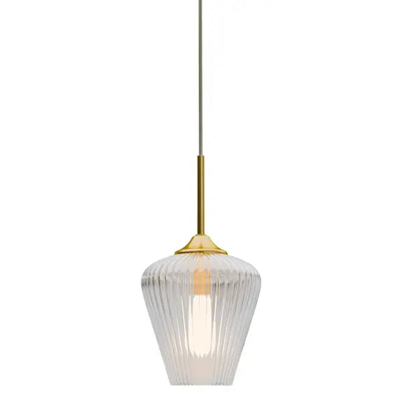 Calibo Ribbon Fluted Glass 280mm Pendant Light - Clear