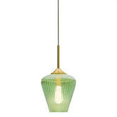 Calibo Ribbon Fluted Glass 230mm Pendant Light - Green