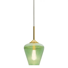 Calibo Ribbon Fluted Glass 230mm Pendant Light - Green