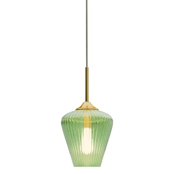Calibo Ribbon Fluted Glass 230mm Pendant Light - Green