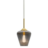 Calibo Ribbon Fluted Glass 230mm Pendant Light - Smoke