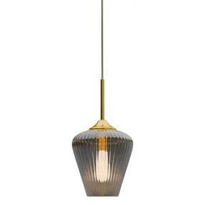Calibo Ribbon Fluted Glass 230mm Pendant Light - Smoke